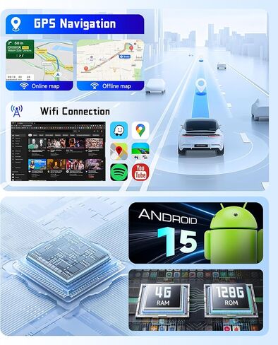 ستيريو راديو السيارة 4G+128G لسيارة Honda Accord 2008-2013، شاشة لمس 10 بوصة عالية الدقة داخل الخلية/Android 15/CarPlay اللاسلكي/Android Auto/GPS/WiFi/5.0 بلوتوث/FM/RDS/SWC/AHD كاميرا احتياطية in Kuwait