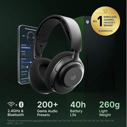 SteelSeries Arctis Nova 3X Wireless Multi-Platform Gaming Headset - Mobile App Control - 40 HR Battery - Neodymium Magnetic Drivers - 2.4GHz/Bluetooth - Xbox, PS, PC, Switch, Mobile - Black (Renewed) in Saudi Arabia