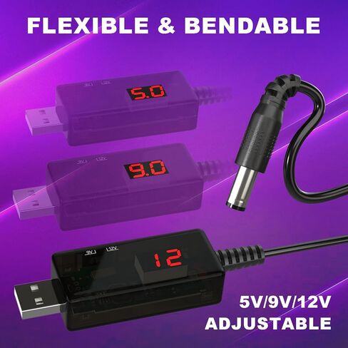 DROK LED Display USB to 12V Adapter - DC Voltage Regulator Adjustable 5V to 9V/12V Boost Converter, Step Up Converter with 8 DC Plug and USB Adapter in Saudi Arabia