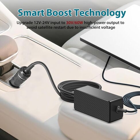 محول سيارة Starlink Mini 12V مع محول تصعيد، كابل طاقة Starlink Mini 12V-24V مدخل 30V 2A ولاعة سجائر 12 فولت، تصميم مقاوم للماء IP67 للشاحنات/RVs/القوارب in Saudi Arabia