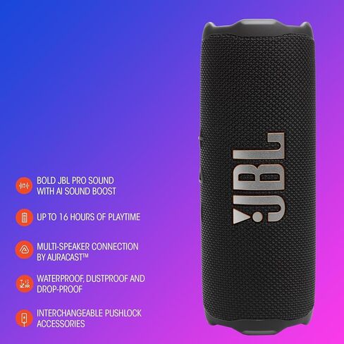 JBL Flip 7 Waterproof Portable Speaker Bundle - Pair (Black) in Kuwait