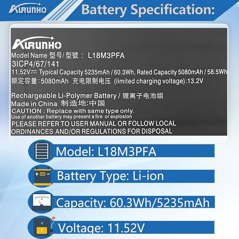 L18M3PFA L18D3PF2 60.3Wh استبدال بطارية الكمبيوتر المحمول لينوفو اليوغا C740-15IML 81TD C740-15IML-81TD001LGE C740-15IML-81TD0040GE C740-15IML-81TD003YGE سلسلة الكمبيوتر المحمول SB10W67375 11.52V in Kuwait