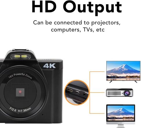 كاميرا رقمية GOWENIC 4K، كاميرا HD 48 ميجابكسل مع شاشة 3.0 بوصة، تكبير 16X، دوران 270 درجة، كاميرا شبكة لمحادثات الفيديو، in Saudi Arabia