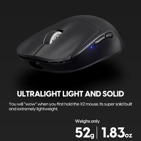ماوس ألعاب Pulsar Gaming Gears X2 Mini Premium Black اللاسلكي، قبضة فائقة، خفيف الوزن للغاية 1.83 أونصة (52 جم)، متماثل، 2.4 جيجا هرتز 1 مللي ثانية، 26000 نقطة في البوصة، PAW3395 (ميني، لاسلكي، أسود ممتاز) (متجدد) in Kuwait