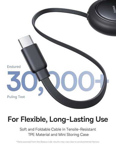 كابل USB C قابل للسحب من Baseus، كابل شحن سريع متعدد 100 وات 2 في 1 USBC إلى USBC، 5 إعدادات مسبقة الطول، سلك شاحن 4 أقدام 5A من النوع C لهاتف iPhone 17 Pro/Plus/Max، Galaxy S24/S23، iPad Pro، الكمبيوتر اللوحي in Kuwait