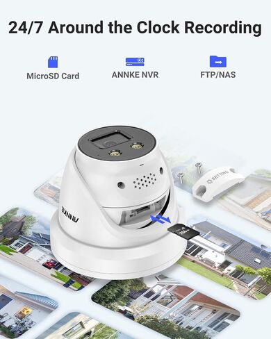 ANNKE AC800 4K Turret POE Camera, Ultra HD Outdoor Security IP Camera with Strobe & Spotlight Alarms, Human/Vehicle Detection, Two-Way Audio, Compatible with Alexa, Up to 256GB MicroSD Card in Saudi Arabia