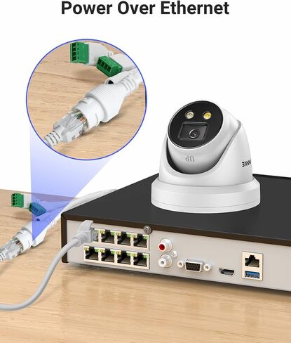 ANNKE AC800 4K Turret POE Camera, Ultra HD Outdoor Security IP Camera with Strobe & Spotlight Alarms, Human/Vehicle Detection, Two-Way Audio, Compatible with Alexa, Up to 256GB MicroSD Card in Saudi Arabia