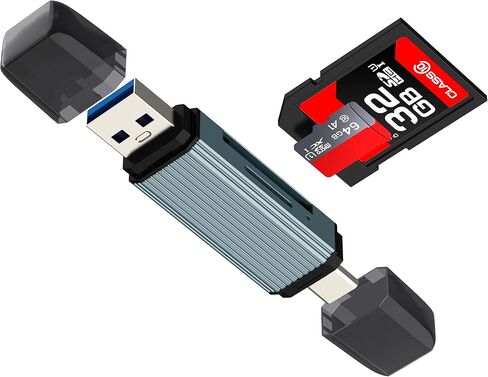USB C USB إلى قارئ بطاقات SD لهاتف Iphone17 16 15 Pro Max محول (2 في 2) عصا ذاكرة Micro SD ملحقات الكمبيوتر كاميرا TF Flash Drive Hub PC منفذ محول لأجهزة Apple لأجهزة Ipad المتوافقة مع Samsung in Saudi Arabia
