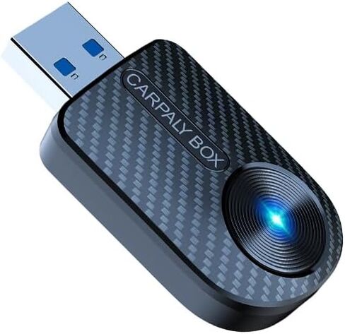 Carbon Fiber Wireless CarPlay Adapter, 2-in-1 CarPlay & Android Auto Dongle, Plug-and-Play Mini Adapter, with USB-C Converter, for Factory Wired CarPlay Vehicles in Saudi Arabia