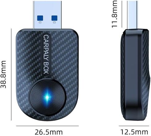 Carbon Fiber Wireless CarPlay Adapter, 2-in-1 CarPlay & Android Auto Dongle, Plug-and-Play Mini Adapter, with USB-C Converter, for Factory Wired CarPlay Vehicles in Saudi Arabia