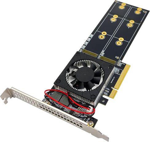 PCIe3.0 X16 to (8X) M.2 Adapter, for NVMe SSD, PEX8749 Controller with Bifurcation Function. Applicable to Windows Server/Windows/linux/VMwareESX/ESXi/FreeBSD14/Ubuntu System in Saudi Arabia