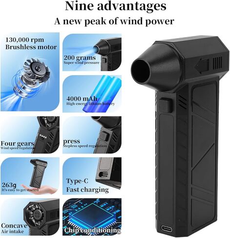 Electric Air Duster, 130000RPM Compressed Air Duster, Rechargeable Cordless Dry Blower can Reusable Can for Computer Keyboard, Outdoors, Car, Home in Saudi Arabia