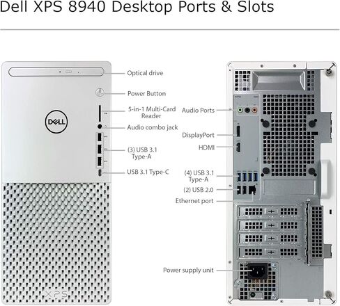 كمبيوتر مكتبي Dell XPS 8940 إصدار خاص - الجيل الحادي عشر Intel Core i7-11700 حتى 4.90 جيجاهرتز وحدة المعالجة المركزية، ذاكرة الوصول العشوائي 16 جيجابايت، 256 جيجابايت SSD + 4 تيرابايت HDD، Intel UHD Graphics 750، Killer Wi-Fi 6، ناسخ أقراص DVD، Windows 11 in Kuwait