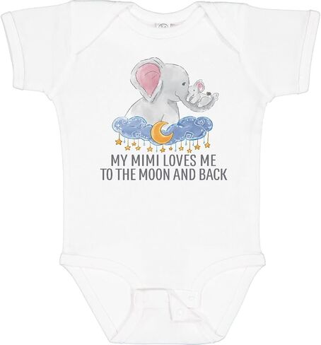 Inktastic My Mimi Loves Me To the Moon والأفيال الخلفية في ملابس الأطفال in Saudi Arabia