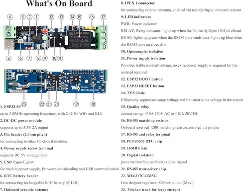لوحة تحكم ESP32-S3 صناعية مع واجهات اتصال RS485 وCAN، تدعم اتصال Wi-Fi/Bluetooth / RS485 / CAN، ودوائر حماية متعددة مدمجة، لسوق AIoT in Saudi Arabia