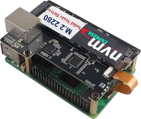 ZDE ZP593 PCIe to 2.5G Ethernet Port PCIe to M.2 Key-M NVMe SSD HAT Expansion Board 2.5GB 2.5GBE with ZC506 Aluminum Case for Raspberry Pi 5 2GB 4GB 8GB 16GB in Saudi Arabia