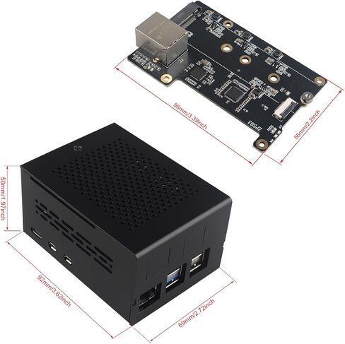 ZDE ZP593 PCIe to 2.5G Ethernet Port PCIe to M.2 Key-M NVMe SSD HAT Expansion Board 2.5GB 2.5GBE with ZC506 Aluminum Case for Raspberry Pi 5 2GB 4GB 8GB 16GB in Saudi Arabia