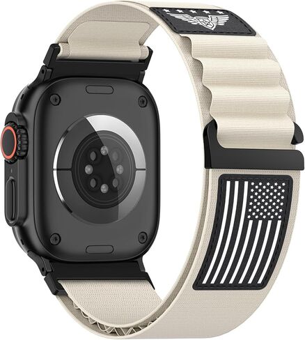 أحزمة نايلون بحلقة جبال الألب في انتظار الحصول على براءة اختراع متوافقة مع Apple Watch Ultra 3 2 1 Band Men 49mm 46mm 45mm 44mm 42mm، حزام رياضي من النايلون على شكل نجمة لسلسلة iWatch SE 11 10 9 8 7 6 5 4 3 in Kuwait