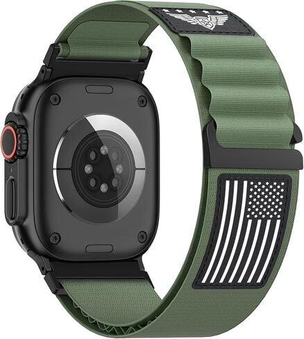 Patent Pending Alpine Loop Nylon Bands Compatible with Apple Watch Ultra 3 2 1 Band Men 49mm 46mm 45mm 44mm 42mm, Nylon Sport Strap Star-Stripe Flag Wristband for iWatch Series SE 11 10 9 8 7 6 5 4 3 in Kuwait
