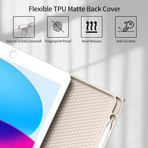 حافظة KenKe لجهاز iPad (A16) الجيل 11/10 مع لوحة مفاتيح 11/10.9 بوصة 2025/2022، لوحة مفاتيح لاسلكية رفيعة وخفيفة قابلة للفصل، غطاء لوحة مفاتيح قابل للطي مع حامل أقلام، أغطية مفاتيح مربعة، كريمي أبيض in Kuwait