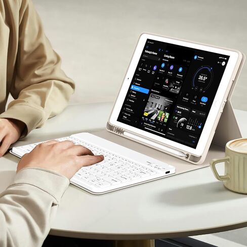 حافظة KenKe لجهاز iPad (A16) الجيل 11/10 مع لوحة مفاتيح 11/10.9 بوصة 2025/2022، لوحة مفاتيح لاسلكية رفيعة وخفيفة قابلة للفصل، غطاء لوحة مفاتيح قابل للطي مع حامل أقلام، أغطية مفاتيح مربعة، كريمي أبيض in Kuwait