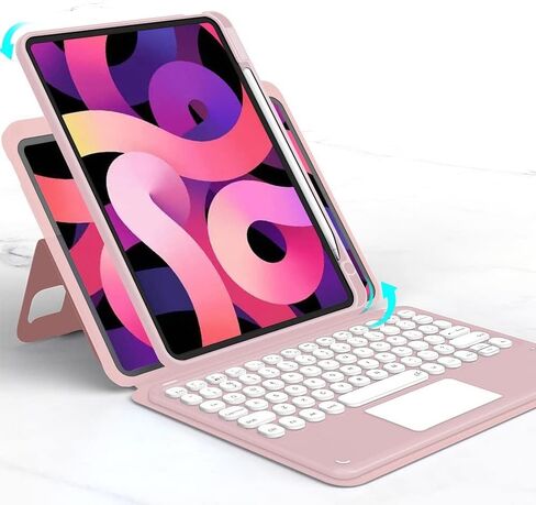 HENGHUI Magnetic Keyboard Case for iPad 9th 8th 7th Generation 10.2",Air 3rd Gen,Pro 10.5" Touchpad Color Keyboard Round Key Clear Case Support Portrait Mode (DarkGreen) in Saudi Arabia