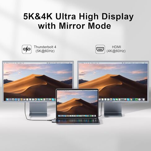 موزع USB C، محول USB C، موزع USB-C 7 في 2 لجهاز MacBook مع Thunderbolt 4، 4K HDMI، النوع C، 2 USB A، قارئ بطاقة SD/TF، ​​متوافق مع MacBook Pro 2016-2024، MacBook Air 2018-2025 in Kuwait