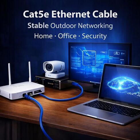 | كابل إيثرنت Cat5e بطول 1000 قدم (305 متر) - 23AWG Solid CCA UTP، كابل شبكة LAN خارجي 550 ميجاهرتز لجهاز التوجيه والمحول والألعاب ولوحة التصحيح وكاميرا IP وPoE - صندوق السحب in Kuwait
