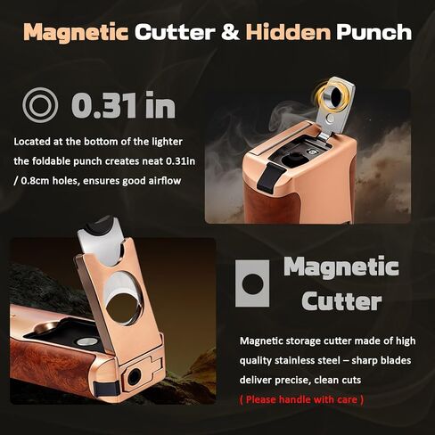 All in One Butane Torch Lighter, Triple Jet Flame Windproof Lighter Built-in Cutter, Punch, Holder, Draw Enhancer, Refillable Butane Lighter for Candles, Cool Lighters Gift for Men (No Gas) in Saudi Arabia