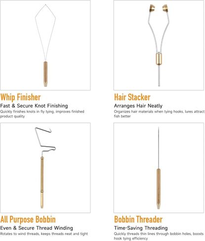 doorslay Fly Tying Tools Kit 8PCS with Fly Tying Vise All Purpose Scissors All Purpose Bobbin Hair Trimmer Hackle Plier Bodkin Hair Stacker Bobbin Threader Plastic Box in Saudi Arabia