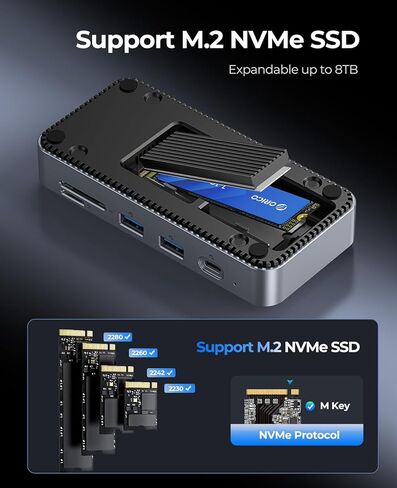 ORICO 9-in-1 USB C Hub with M.2 NVMe SSD Enclosure M2P7 in Saudi Arabia