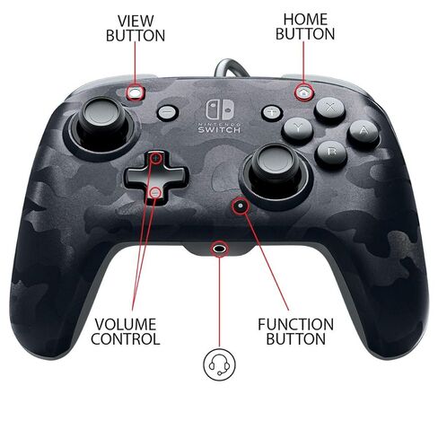 PDP Gaming Faceoff Deluxe + audio Wired Controller Faceplate: Black Camo - Nintendo Switch in Saudi Arabia