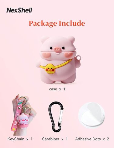 لـ Airpods Pro/Pro 2 Gen Case لطيف، تصميم Kawaii Girly Pink ثلاثي الأبعاد على شكل خنزير مع سلسلة مفاتيح، غطاء كرتوني للحيوانات، هدية للنساء والفتيات والأطفال والمراهقين in Kuwait