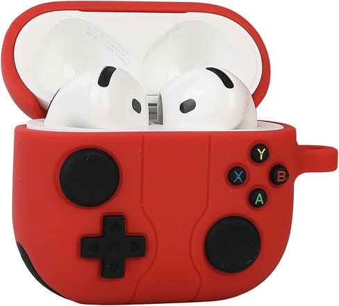 Case for AirPods 4th Generation 2024 | Silicone Cover | Full Protection | 3D Gamepad Skin Design | with Cleaning Kit and Carabiner | Multicolor Earbuds Case for Boy Girl (Red, for AirPods 4) in Saudi Arabia