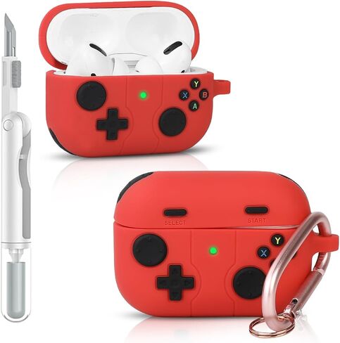 Case for AirPods 4th Generation 2024 | Silicone Cover | Full Protection | 3D Gamepad Skin Design | with Cleaning Kit and Carabiner | Multicolor Earbuds Case for Boy Girl (Red, for AirPods 4) in Saudi Arabia
