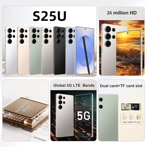 هواتف C25U غير مقفلة، هاتف ذكي 8 جيجابايت + 256 جيجابايت، هاتف خلوي يعمل بنظام Android 14.0، شاشة عالية الدقة 7.2 بوصة، بطارية 6800 مللي أمبير في الساعة، بطاقة SIM مزدوجة، وضع استعداد مزدوج، هاتف 5G. (أخضر) in Kuwait