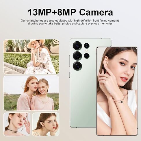 هواتف C25U غير مقفلة، هاتف ذكي 8 جيجابايت + 256 جيجابايت، هاتف خلوي يعمل بنظام Android 14.0، شاشة عالية الدقة 7.2 بوصة، بطارية 6800 مللي أمبير في الساعة، بطاقة SIM مزدوجة، وضع استعداد مزدوج، هاتف 5G. (أخضر) in Kuwait