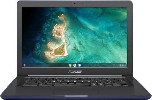 اسس لابتوب كروم بوك C403 متين ومقاوم للانسكاب، شاشة 14 انش HD، 180 درجة، معالج انتل سيليرون N3350، ذاكرة RAM 4GB، eMMC 32GB، متانة MIL-STD 810G، ازرق داكن، تعليم، نظام تشغيل كروم، C403NA-WS42-BL in Saudi Arabia