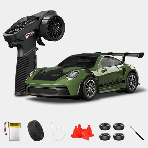 1:43 RC Drift Car D43-01 - 2.4G نسبة كاملة 4WD سبيكة 20KM/H عالية السرعة RC سيارة سباق مع جيرو، محامل صامتة، سرعة قابلة للتعديل وإضاءة (Q2/أحمر/D43-01) in Kuwait