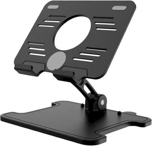 Folding Desktop Universal Adjustable Phone and Tablet Bracket - Desk Holder and Table Stand for Mobile Devices and Computers, Black in Saudi Arabia