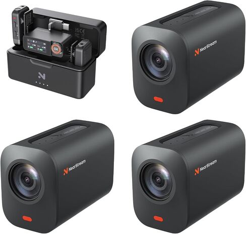 كاميرا NearStream 3-Pack VM33 2K فائقة الدقة مع مجموعة ميكروفون لاسلكي AWM28T - مدخل ميكروفون خارجي، صوت طويل المدى لمدونات الفيديو، يوتيوب، المقابلات والبث المباشر in Saudi Arabia