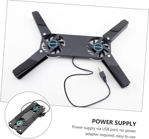 NUOBESTY 2 قطعة قاعدة تبريد للكمبيوتر المحمول بمروحة مزدوجة تعمل بمنفذ USB حامل تبريد هادئ للكمبيوتر المحمول مع تصميم منزلق لتقليل الحرارة والتخزين المدمج in Kuwait