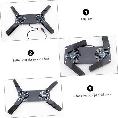2PCS Laptop Cooling Pad with Dual Fans USB Powered Ventilated Support Stand Slip Mat Low Noise Design for Travel and Business Use in Saudi Arabia