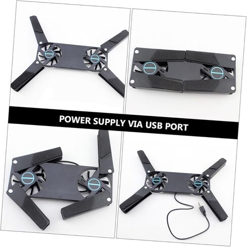 2PCS Laptop Cooling Pad with Dual Fans USB Powered Ventilated Support Stand Slip Mat Low Noise Design for Travel and Business Use in Saudi Arabia