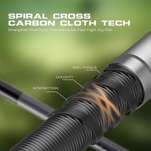 Tusking Air خفيفة للغاية BFS Stream Fishing Rod 2PCS الغزل والصب دوامة تكنولوجيا الكربون المتقاطعة، حساسية عالية، تصميم مقعد بكرة مريح لصيد الأسماك / سمك السلمون المرقط / باس in Saudi Arabia