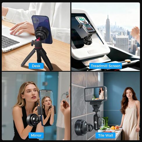 Leekai SD-01 حامل كأس شفط للكاميرا الكهربائية، محول كاميرا الحركة مع فتحة لولبية 1/4 بوصة ملحقات سيارة لهاتف iPhone/GoPro/Insta360/DJI Osmo ومعظم الكاميرات الصغيرة/كاميرا الحركة in Kuwait