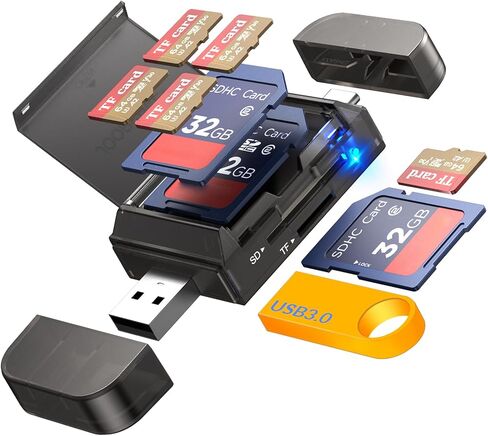 قارئ بطاقات USB من النوع C 3.0 3.1 SD&MicroSD 4.0، محول ذاكرة خارجي عالي السرعة 312 ميجابايت/ثانية UHS-II ثنائي الفتحات لـ MicroSD، SDXC، SDHC، متوافق مع الهاتف/الوسادة 15/16، Mac Pro/Air، الكمبيوتر المحمول، الكمبيوتر اللوحي in Kuwait