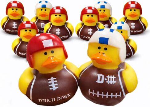 GIFTEXPRESS 24 Pack Football Rubber Duckies, 2 Inch Mini Sports Theme Ducks with Helmets, Assorted Styles, Touchdown Bath Toys for Game Day, Football Party Favors, Classroom Prizes in Saudi Arabia