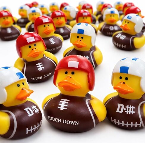 GIFTEXPRESS 24 Pack Football Rubber Duckies, 2 Inch Mini Sports Theme Ducks with Helmets, Assorted Styles, Touchdown Bath Toys for Game Day, Football Party Favors, Classroom Prizes in Saudi Arabia