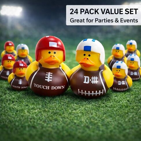 GIFTEXPRESS 24 Pack Football Rubber Duckies, 2 Inch Mini Sports Theme Ducks with Helmets, Assorted Styles, Touchdown Bath Toys for Game Day, Football Party Favors, Classroom Prizes in Saudi Arabia